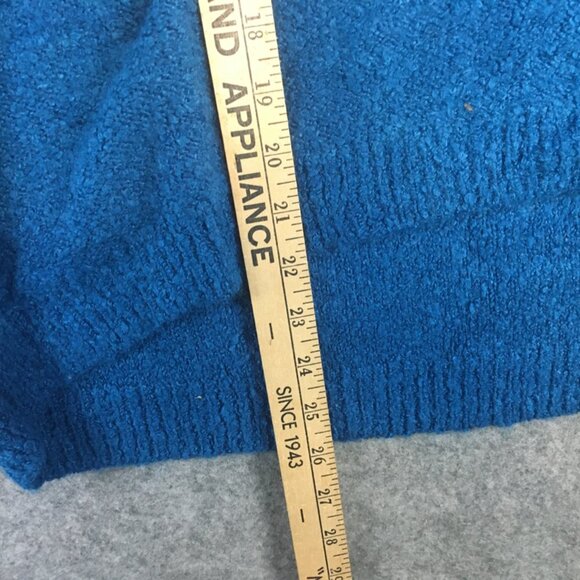 Double Zero Sweater L Oversized Slouchy Cropped V Neck Textured Boucle Knit Blue - Picture 10 of 13
